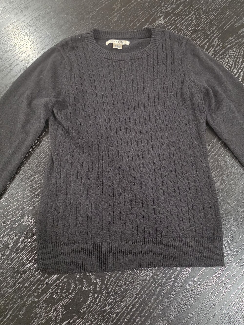 Austin Clothing Co. Black Cable-Knit Crewneck Sweater